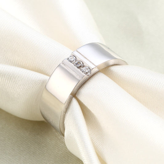 Channel Set Simulated Diamond Wedding Band in Sterling Silver for Men