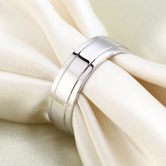 6.3mm Raised Wedding Band in Sterling Silver for Men