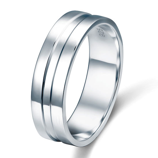 Anillo de bodas de 6,3 mm en plata de ley para hombre