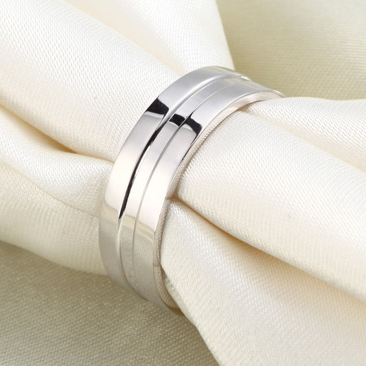 6.3mm Wedding Band Ring in Sterling Silver for Men