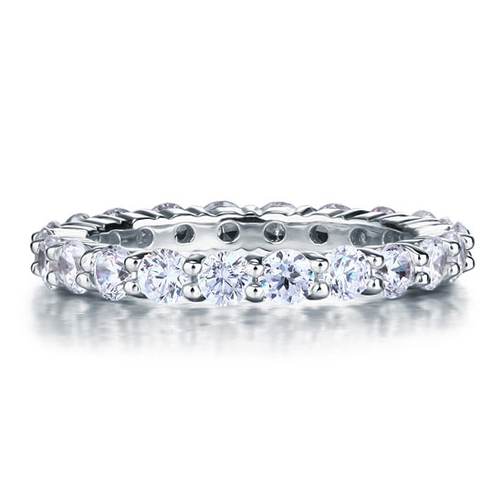 Alliance en argent sterling avec diamants synthétiques ronds de 3 mm
