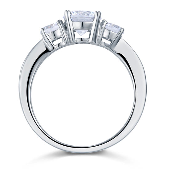 1.25 CT. Three-Stone Simulated Diamond Pavé Ring in Sterling Silver