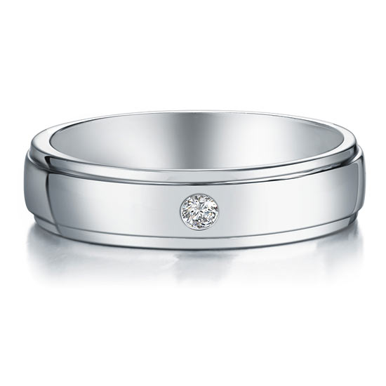 Anillo de bodas de plata de ley con diamantes redondos simulados para hombre