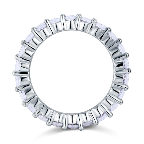 Anillo de eternidad con diamantes simulados de talla ovalada en plata de ley