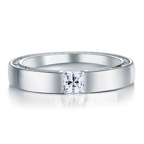 0.25 CT. Princess Cut Simulated Diamond Pavé Band in Sterling Silver