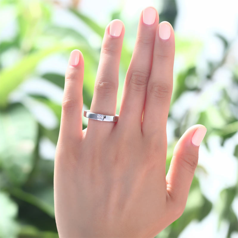 0.25 CT. Princess Cut Simulated Diamond Pavé Band in Sterling Silver
