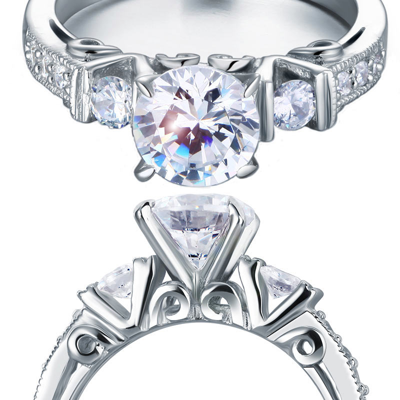 1.25 CT. Round Simulated Diamond Milgrain Ring in Sterling Silver