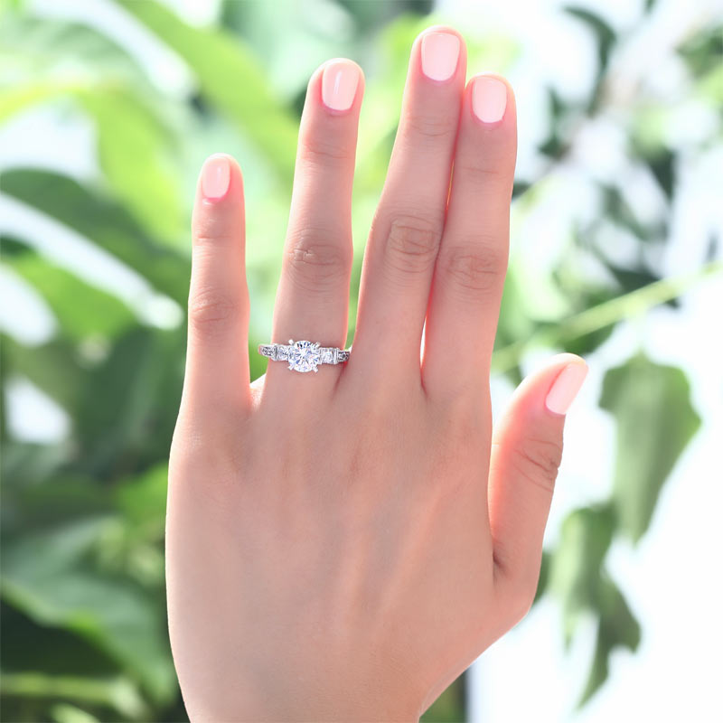 1.25 CT. Round Simulated Diamond Milgrain Ring in Sterling Silver