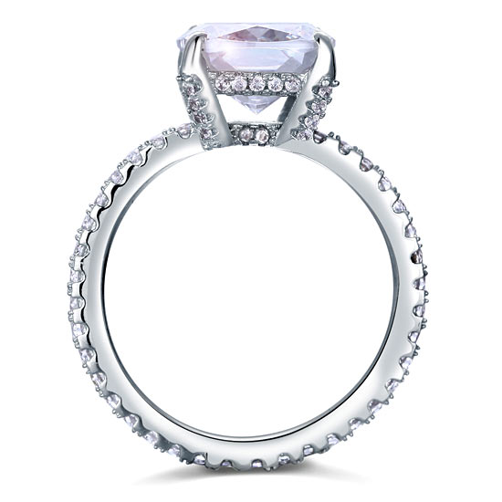 Bague d'éternité en argent sterling avec diamants synthétiques taille coussin de 5 carats