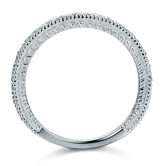 Alliance semi-éternité en argent sterling avec diamants simulés Milgrain