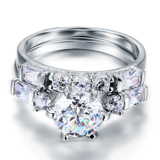 2 CT. Multi-Stone Simulated Diamond Bridal Set in Sterling Silver