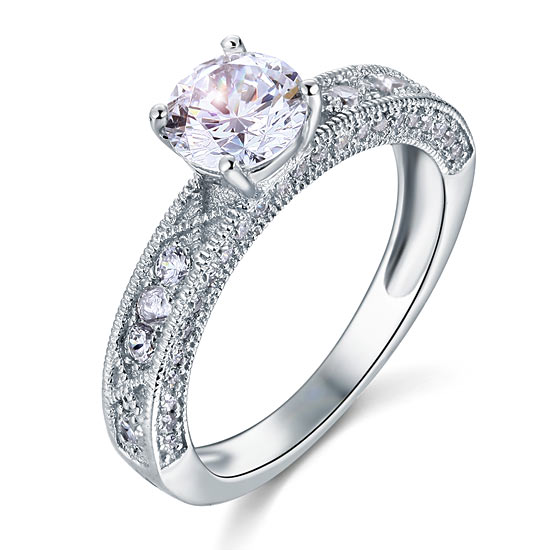1.25 CT. Round Simulated Diamond Vintage Style Ring in Sterling Silver