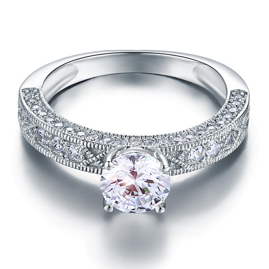 1.25 CT. Round Simulated Diamond Vintage Style Ring in Sterling Silver
