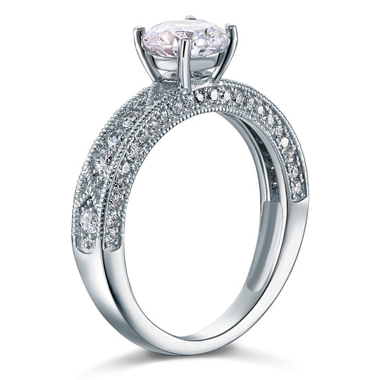 1.25 CT. Round Simulated Diamond Vintage Style Ring in Sterling Silver