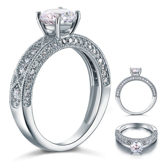 1.25 CT. Round Simulated Diamond Vintage Style Ring in Sterling Silver