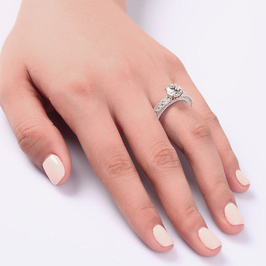 1.25 CT. Round Simulated Diamond Vintage Style Ring in Sterling Silver