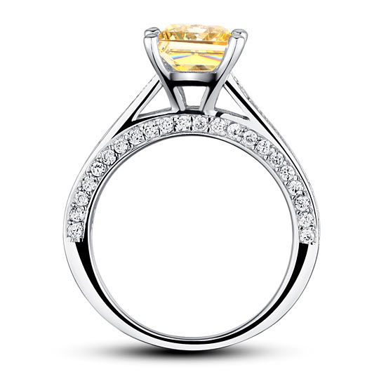 1.5 CT. Princess Cut Yellow Simulated Diamond Engagement Ring in Sterling Silver