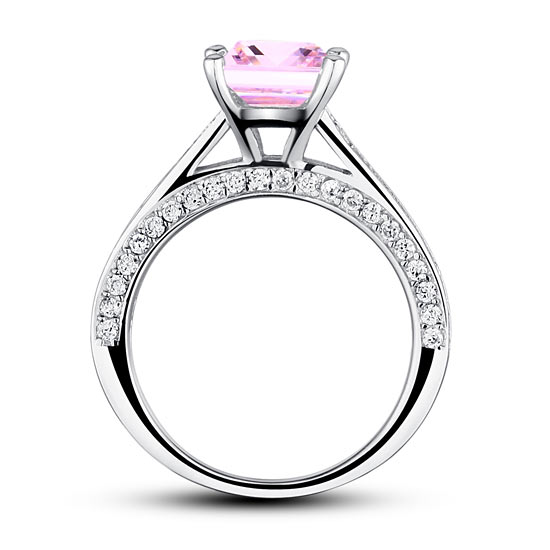 1.5 CT. Princess Cut Pink Simulated Diamond Engagement Ring in Sterling Silver