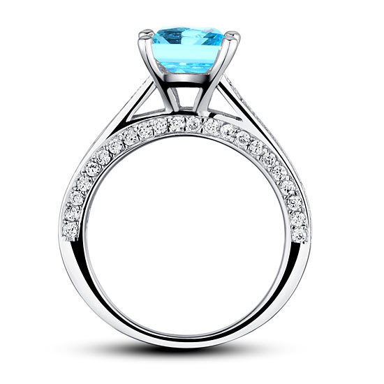 1.5 CT. Princess Cut Aqua Blue Simulated Diamond Engagement Ring in Sterling Silver