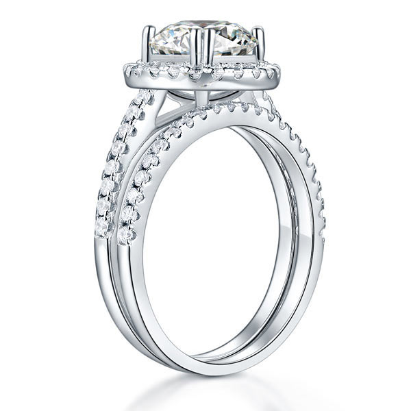 Parure de mariage en argent sterling avec diamants synthétiques ronds de 2 carats