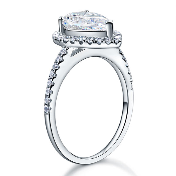 2 CT. Pear Cut Simulated Diamond Halo Ring in Sterling Silver