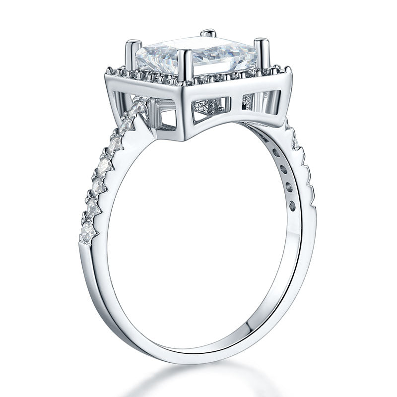 1.5 CT. Princess Cut Simulated Diamond Halo Ring in Sterling Silver