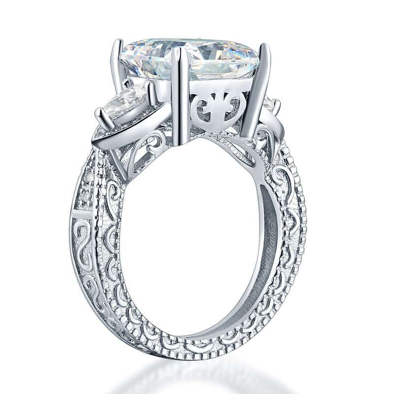 Bague vintage en argent sterling, 4 carats, trois diamants taille princesse simulés