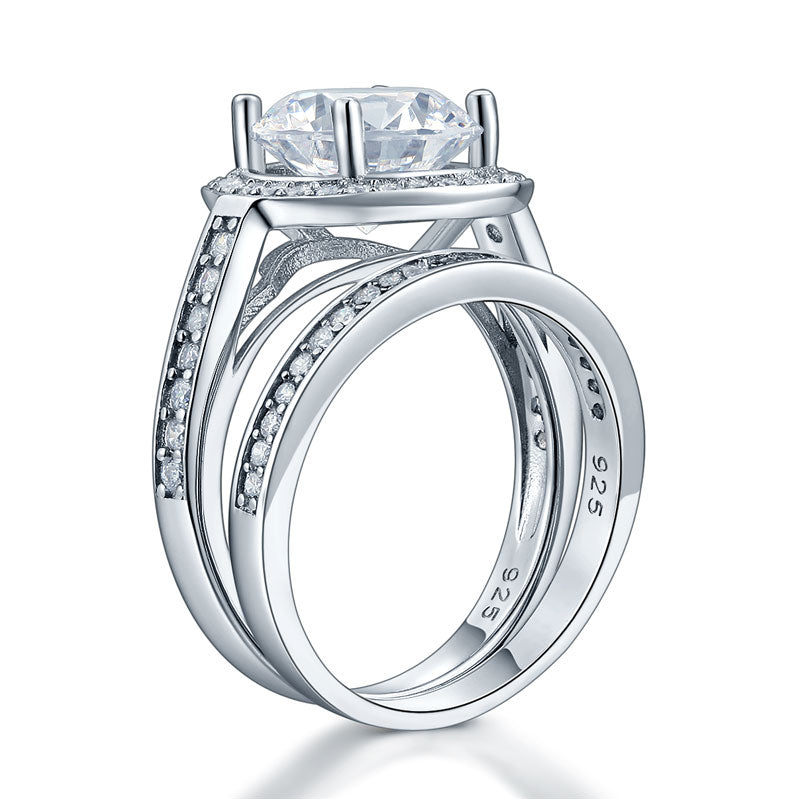 Parure de mariage en argent sterling avec diamants synthétiques ronds de 3,5 carats