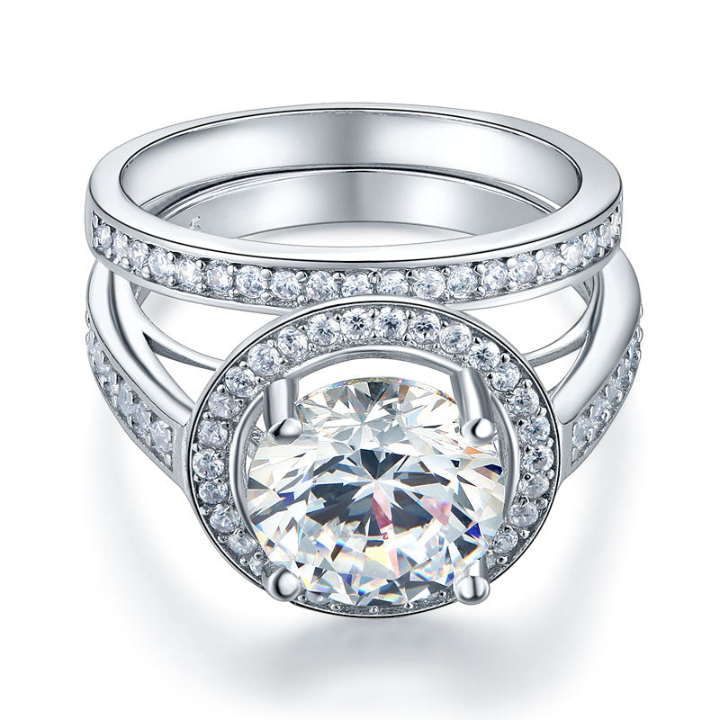 Parure de mariage en argent sterling avec diamants synthétiques ronds de 3,5 carats