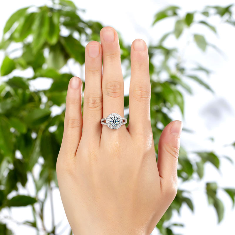 1.25 CT. Round Brilliant Cut Simulated Diamond Double Halo Ring in Sterling Silver