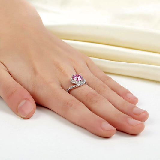 2.5 CT. Round Pink Simulated Diamond Twist Curl Ring in Sterling Silver