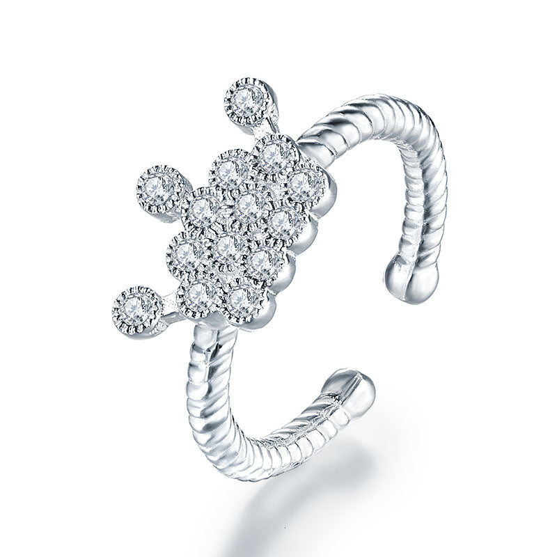 Anillo ajustable con corona de princesa en plata de ley para niñas