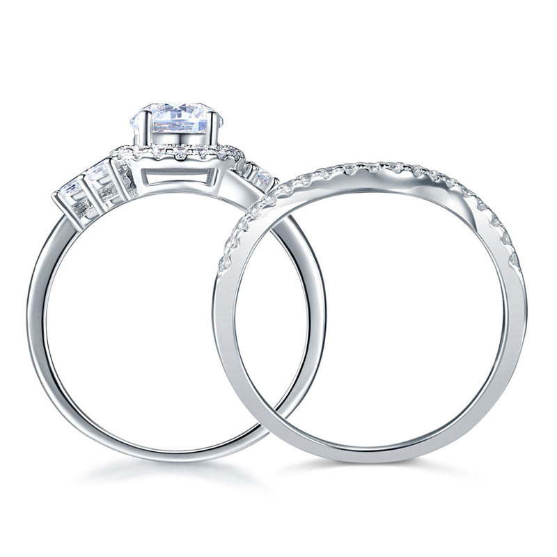 1 CT. Round Halo Simulated Diamond Bridal Set in Sterling Silver