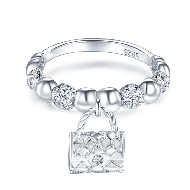 Bague pendante en argent sterling avec perles en diamant simulé