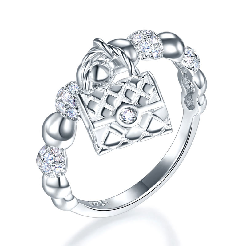 Bague pendante en argent sterling avec perles en diamant simulé