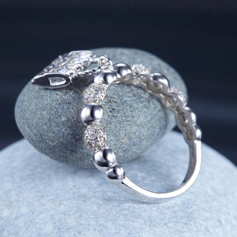Bague pendante en argent sterling avec perles en diamant simulé