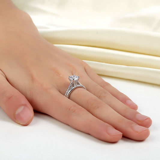 1 CT. Solitaire Simulated Diamond Rope Twist Bridal Set in Sterling Silver