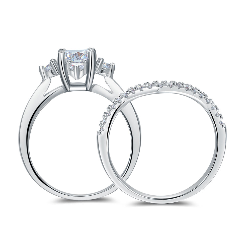 1 CT. Round Multi-Stone Simulated Diamond Bridal Set in Sterling Silver