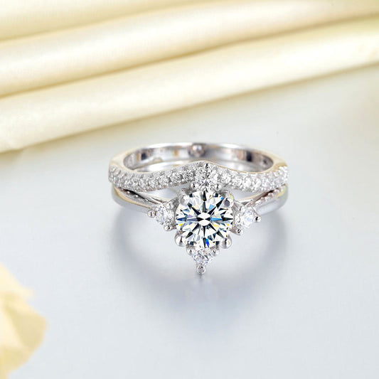 1 CT. Round Multi-Stone Simulated Diamond Bridal Set in Sterling Silver