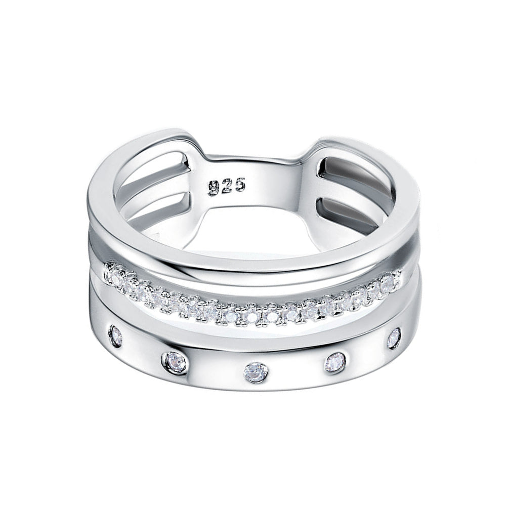 Semi Eternity Simulated Diamond Triple Anniversary Band in Sterling Silver