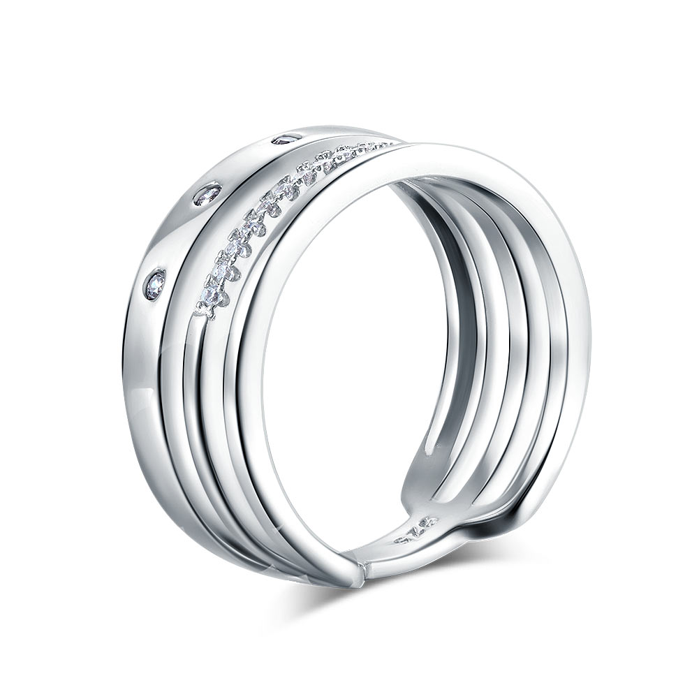 Semi Eternity Simulated Diamond Triple Anniversary Band in Sterling Silver