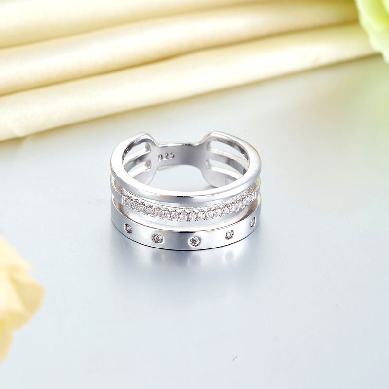 Semi Eternity Simulated Diamond Triple Anniversary Band in Sterling Silver