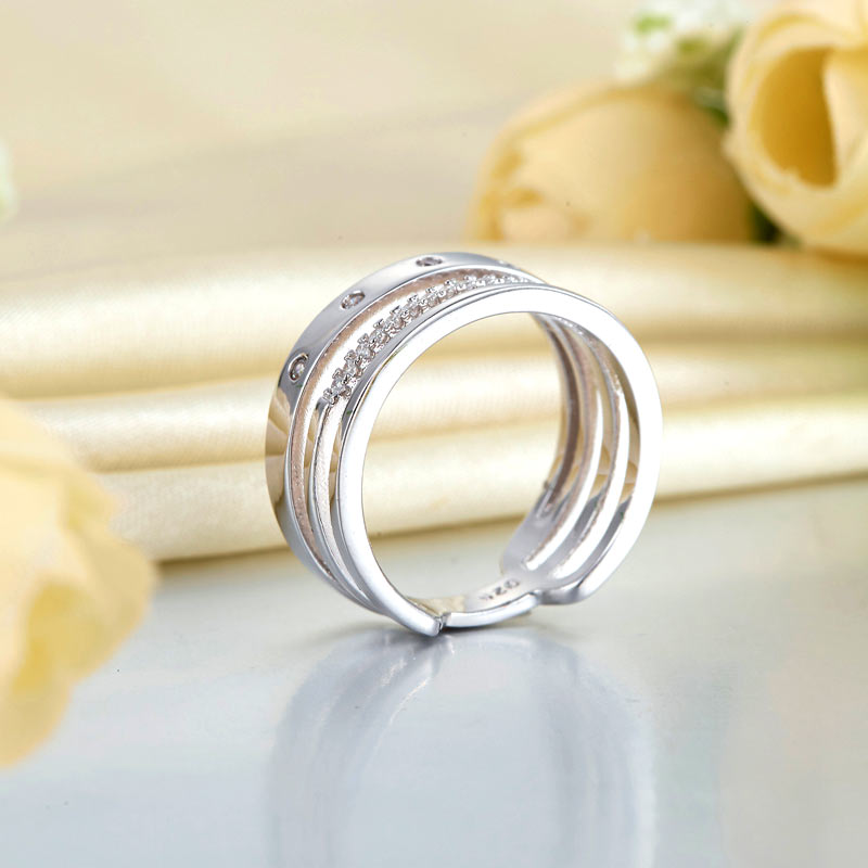 Semi Eternity Simulated Diamond Triple Anniversary Band in Sterling Silver