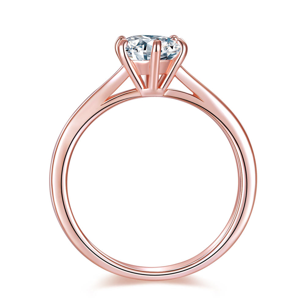 1 CT. Round Simulated Diamond Solitaire Engagement Ring in Rose Gold Sterling Silver