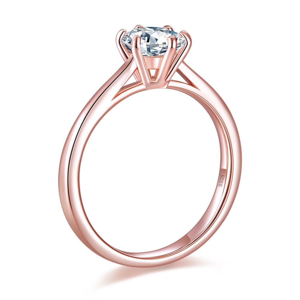 1 CT. Round Simulated Diamond Solitaire Engagement Ring in Rose Gold Sterling Silver