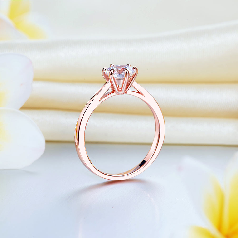 1 CT. Round Simulated Diamond Solitaire Engagement Ring in Rose Gold Sterling Silver