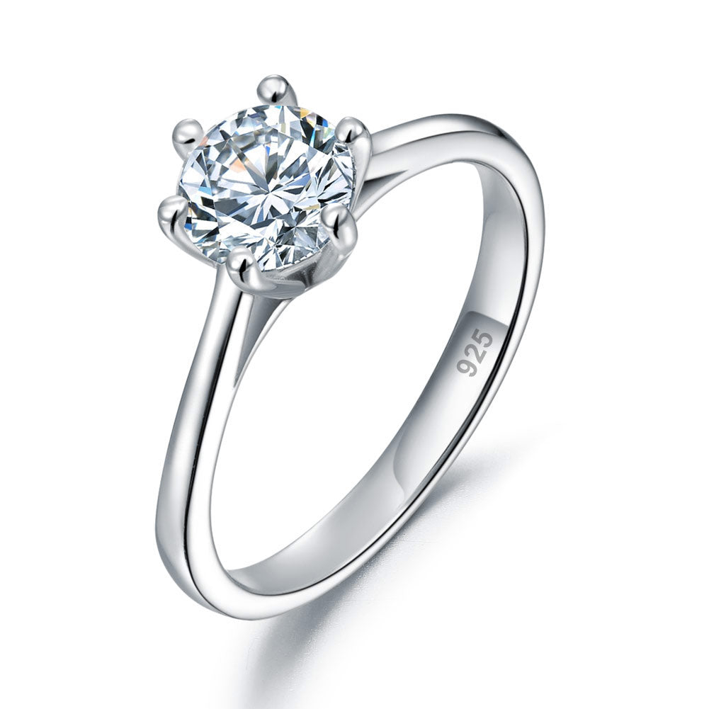 1 CT. Round Simulated Diamond Solitaire Engagement Ring in Sterling Silver
