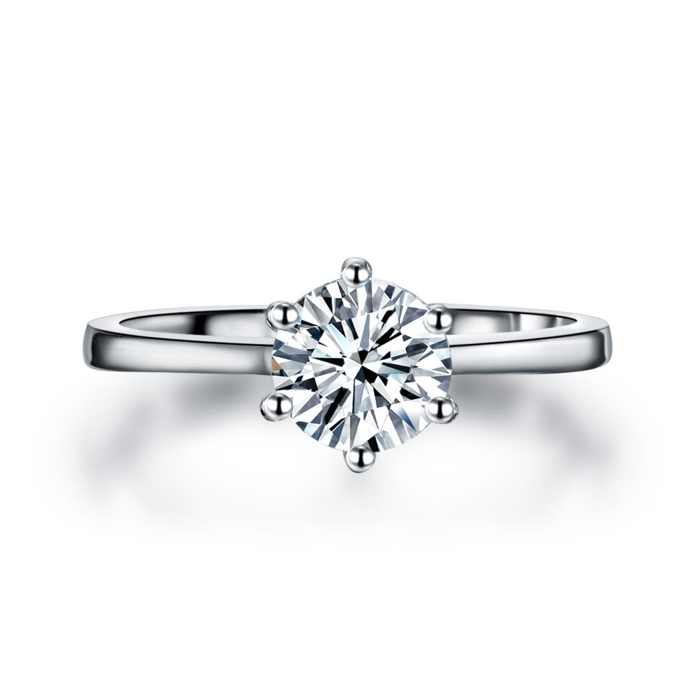 1 CT. Round Simulated Diamond Solitaire Engagement Ring in Sterling Silver
