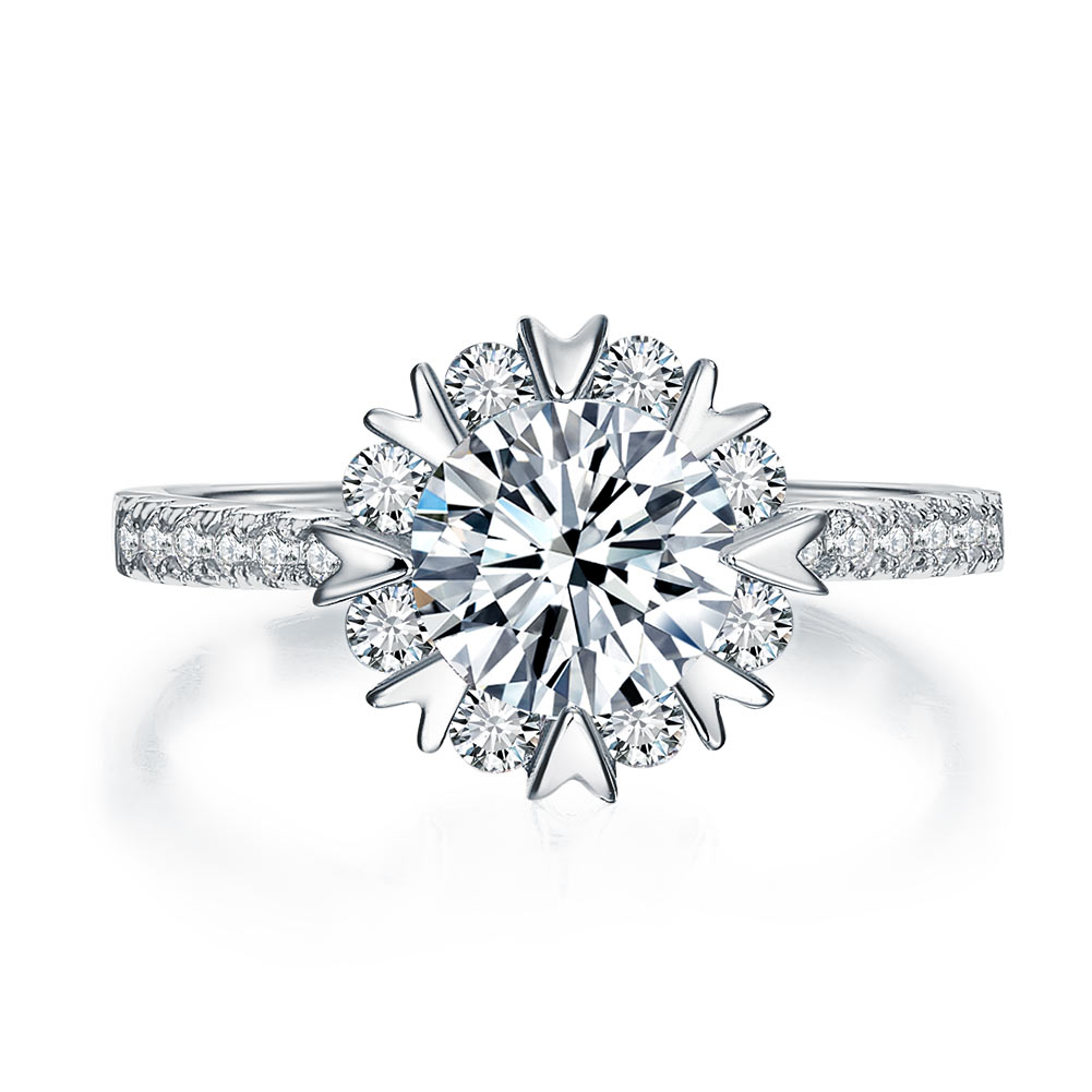 1 CT. Simulated Diamond Flower Snowflake Ring in Sterling Silver