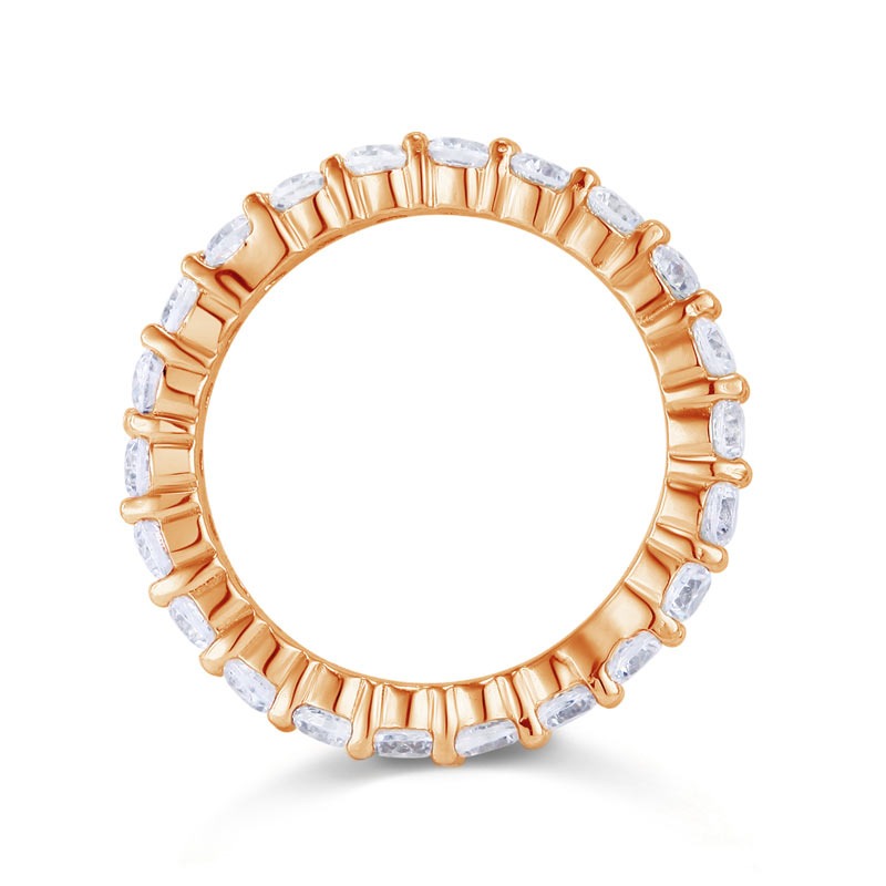 Alliance éternité en argent sterling or rose avec diamants synthétiques ronds de 3 mm